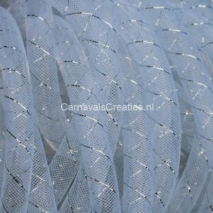 Tube mat wit zilver streep