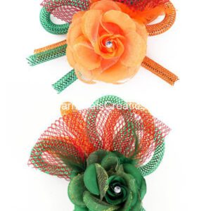 broche bloem, tubes en veertjes