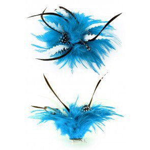 Corsage verenbloem turquoise/wit