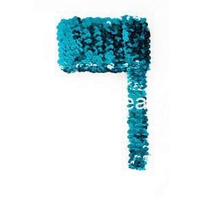 Pailettenband breed elastisch turquoise 3m