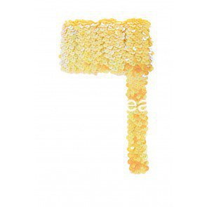 Pailettenband breed elastisch geel 3m