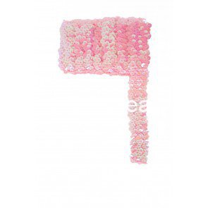 Pailettenband breed elastisch licht roze 3m