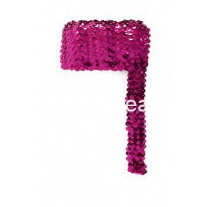Pailettenband breed elastisch donker roze 3m