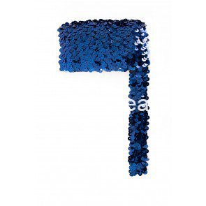 Pailettenband breed elastisch blauw 3m