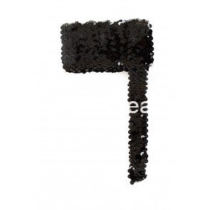 Pailettenband breed elastisch zwart 3m