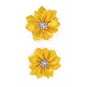 Bloem satijn met steen geel