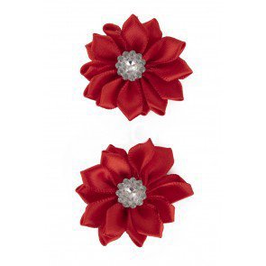 Bloem satijn met steen rood