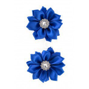 Bloem satijn met steen blauw