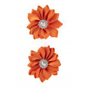 Bloem satijn met steen oranje