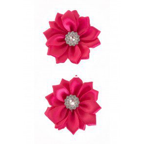 Bloem satijn met steen magenta