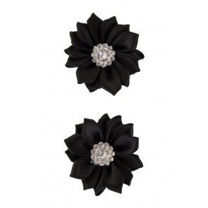 Bloem satijn met steen zwart