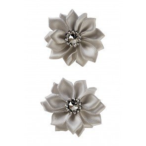 Bloem satijn met steen zilver